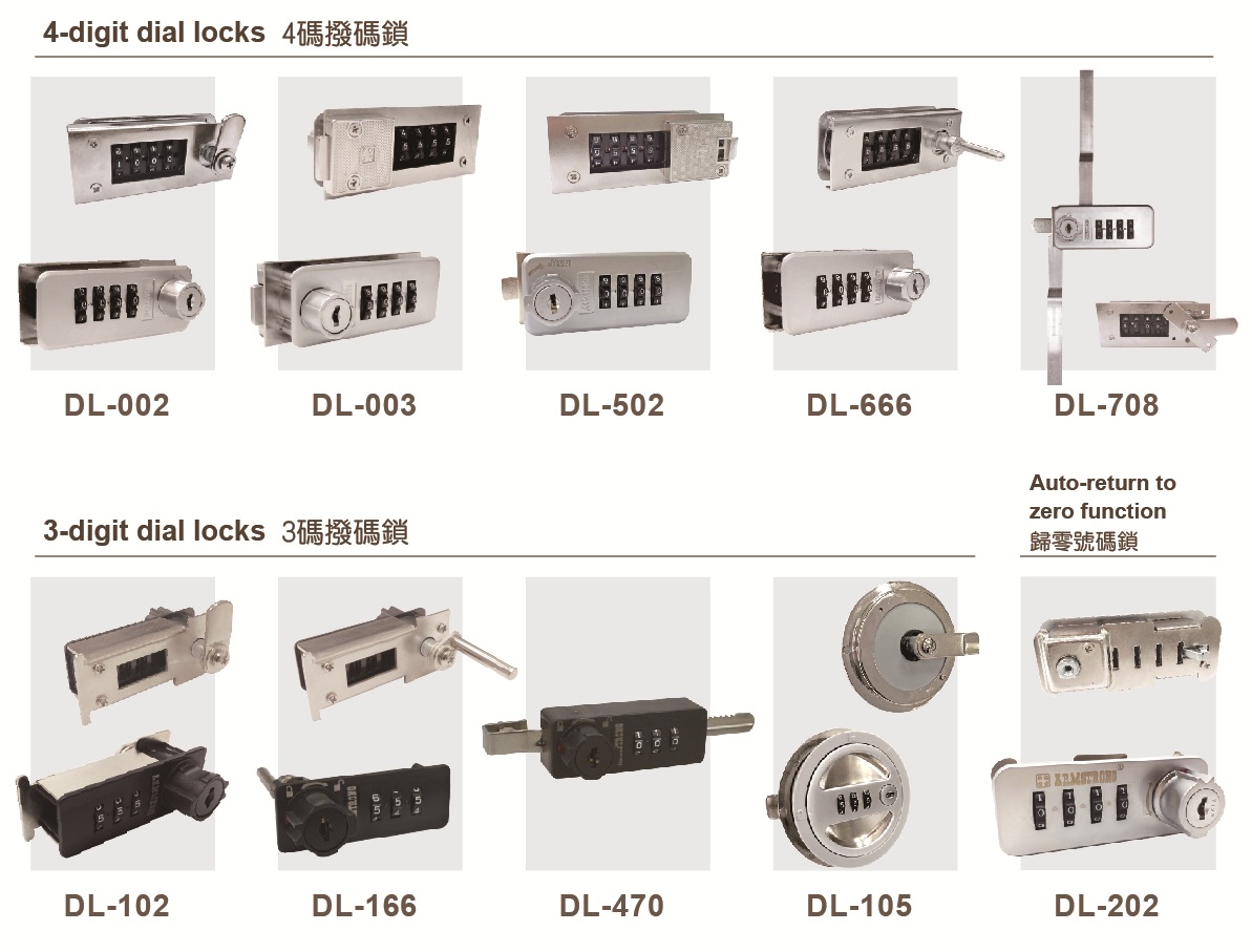 3-, 4-digit dial locks